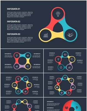深色背景圆形信息图PPT素材元素Diagrams