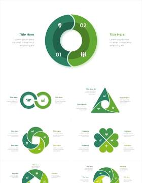 绿色循环关系箭头拼图时间轴PPT信息图表素材Infographic Green