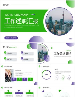 绿色商务风工作述职汇报PPT模板