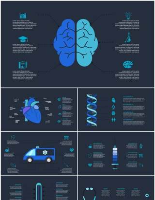 深色背景医药医学信息图形PPT素材元素Medical