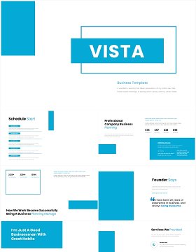 蓝色公司简约工作汇报项目提案PPT模板（无图可插图）Vista No Image