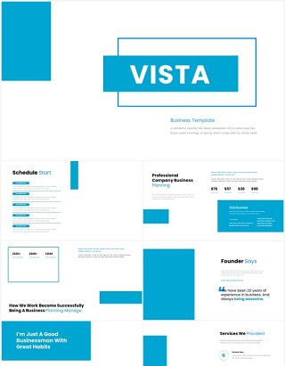 蓝色公司简约工作汇报项目提案PPT模板（无图可插图）Vista No Image