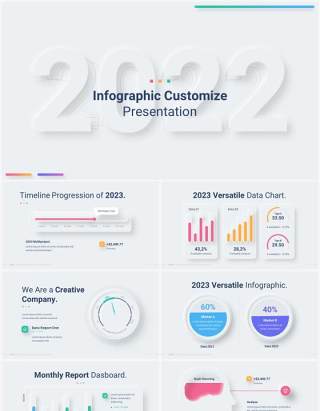 简洁新创意国外信息图形图表PPT模板幻灯片演示2023 Versatile Infographic Custom Light