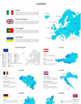 欧洲地图PPT素材元素Europe