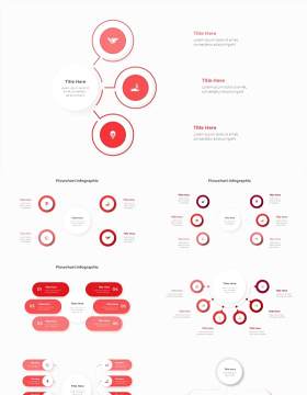 红色浅色系商务产品信息图表流程步骤关系图PPT素材Infographic Red