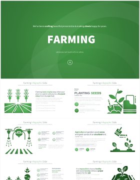 绿色农业创意插画PPT素材模板FARMING