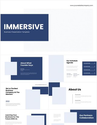 蓝色简约项目工作汇报PPT模板（无图可插图）Immersive No Image