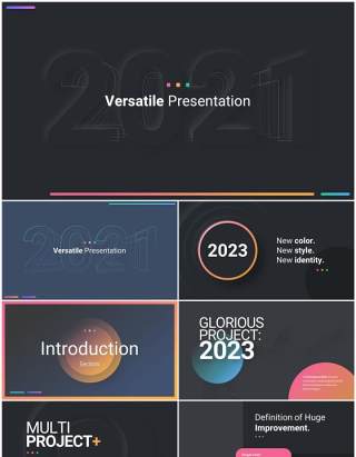 深色多功能商业社交媒体商务PPT幻灯片模板2023 Versatile Presentation - Dark