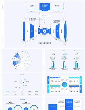 蓝色简约创意逻辑图形思维导图素材PPT信息图表