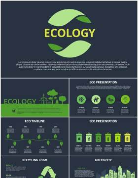 深色背景绿色生态信息图形PPT素材Ecology