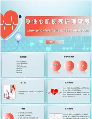 卡通手绘风急性心肌梗死护理查房PPT模板