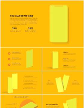 黄色系手机电脑设备实体模型PPT元素素材Devices yellow
