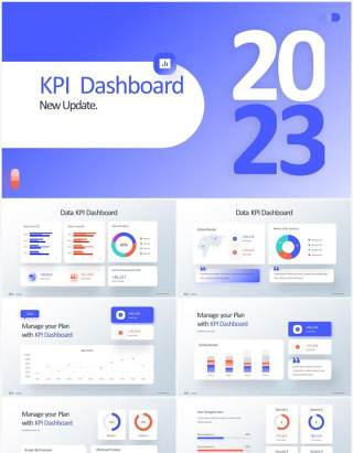 浅色系企业经营分析KPI数据图表PPT素材 KPI Dashboard