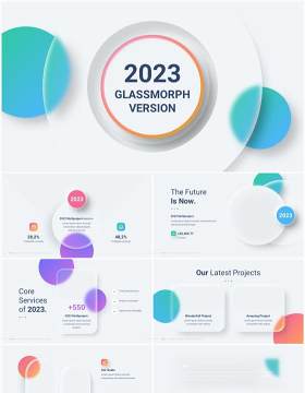国外公司产品项目信息图表PPT幻灯片模板2023 Versatile  Glassmorphic Light