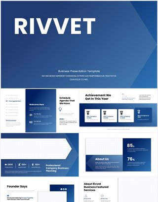 蓝色公司商务工作汇报项目计划PPT模板（无图可插图）Rivvet No Image