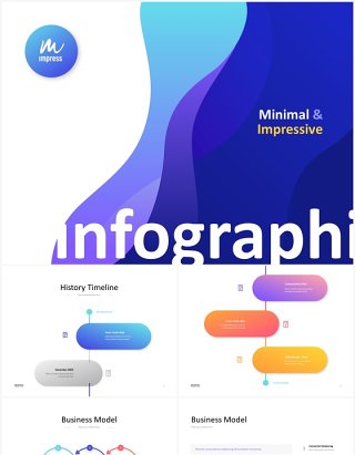 蓝色项目产品信息图表数据分析PPT模板素材Impress Bright Anmt