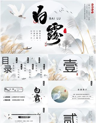 灰色中国风二十四节气之白露PPT模板