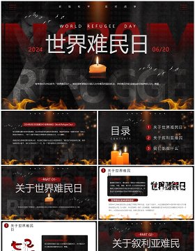 黑红简约风世界难民日介绍PPT模板