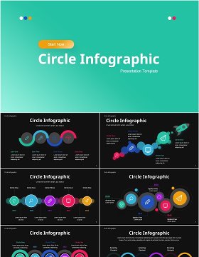 圆形信息图表PPT模板 Circle Infographic - PowerPoint Presentation Template Dark