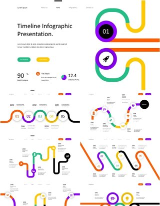 简约时间线信息图表PPT模板timeline infographic