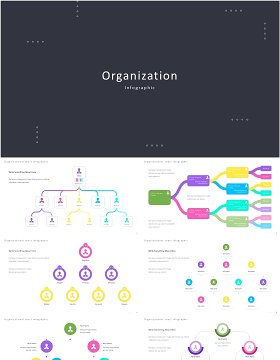 亮色系组织架构图PPT信息图表素材Organization Infographic Light