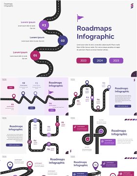 旅游导航线路路线路信息图PPT模板Roadmaps Infographic Presentation Template - No IMG