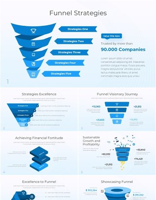 蓝色漏斗图信息图表PPT模板Funnel Diagram V3 Presentation Template