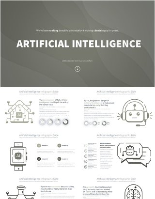 AI人工智能信息图PPT模板Artificial intelligence - Color 11 (Gold)