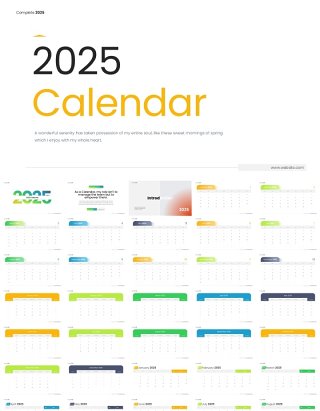 2025年日历PPT模板可插图Calendar 2025 - Widescreen