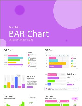 彩色条形图表数据分析PPT素材bar charts analysis