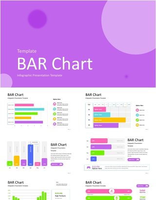 彩色条形图表数据分析PPT素材bar charts analysis