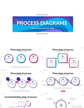 成功步骤流程图PPT信息图表模板Process_diagrams_Animated