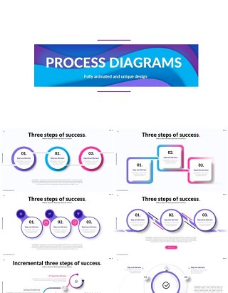 成功步骤流程图PPT信息图表模板Process_diagrams_Animated