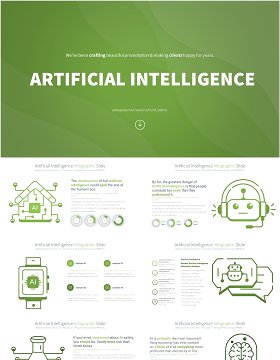 AI人工智能信息图PPT模板Artificial intelligence - Color 03 (Light Green)