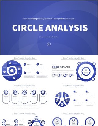 圆形信息图分析PPT模板Circle Analysis - Color 06 (Navy Blue)