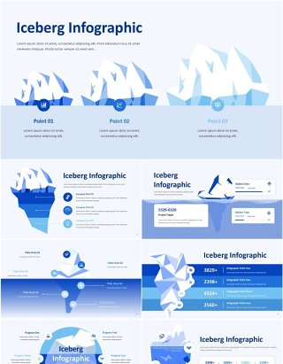 冰山图信息图表PPT模板素材Iceberg Infographic