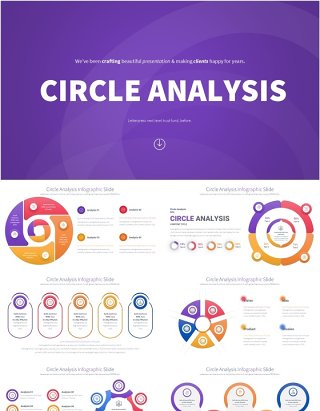 圆形信息图分析PPT模板Circle Analysis - Color 12 (Playfull)