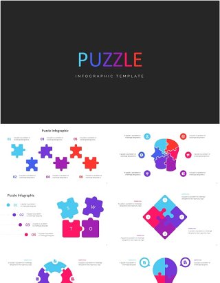 创意拼图信息图PPT模板Puzzle ppt