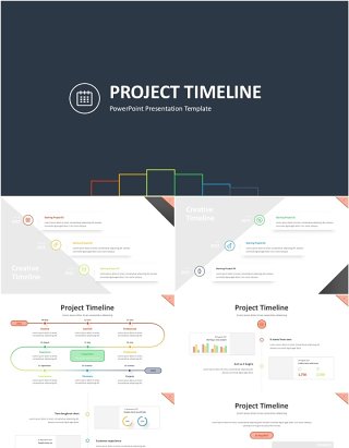 项目时间轴信息图表PPT模板素材Project Timeline Line 3 Light