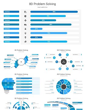 蓝色8个模块问题解决信息图表PPT素材多形式展示模板8d problem solving powerpoint