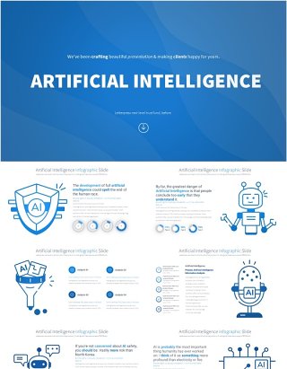 人工智能PPT模板素材信息图Artificial intelligence - Color 05 (Blue)