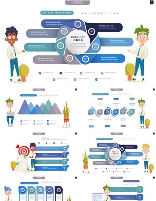 蓝色创意信息图表PPT模板Infographic Presentation Templates3