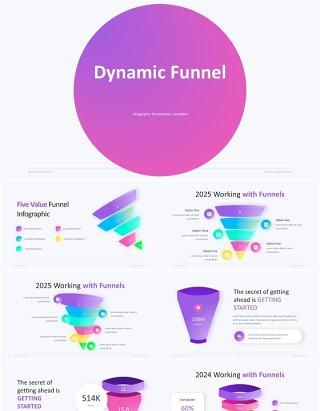 渐变色漏斗分析PPT信息图表素材Funnel Infographic