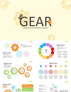 齿轮信息图PPT模板素材Gear Infographics PPT