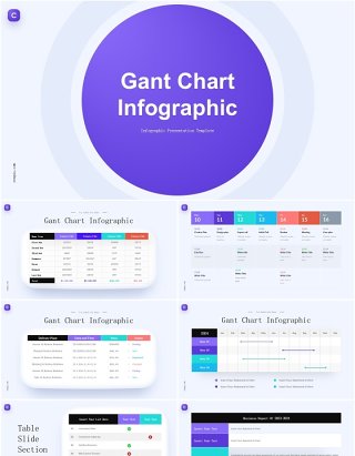 商业计划甘特图PPT图表模板Gant Chart Infographic