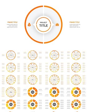 橙色循环图圆形信息图PPT模板素材Cycle Infographics