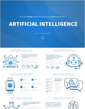 AI人工智能信息图PPT模板Artificial intelligence - Color 05 (Blue)