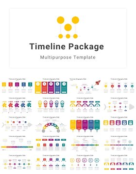 110页时间轴时间线信息图PPT模板素材Timeline Package