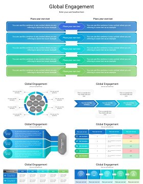 商业整体关系信息图表结构图PPT模板Global Engagement