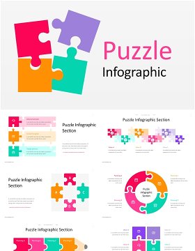 拼图信息图表PPT素材可插图Puzzle Infographic - Light Version (No Image)